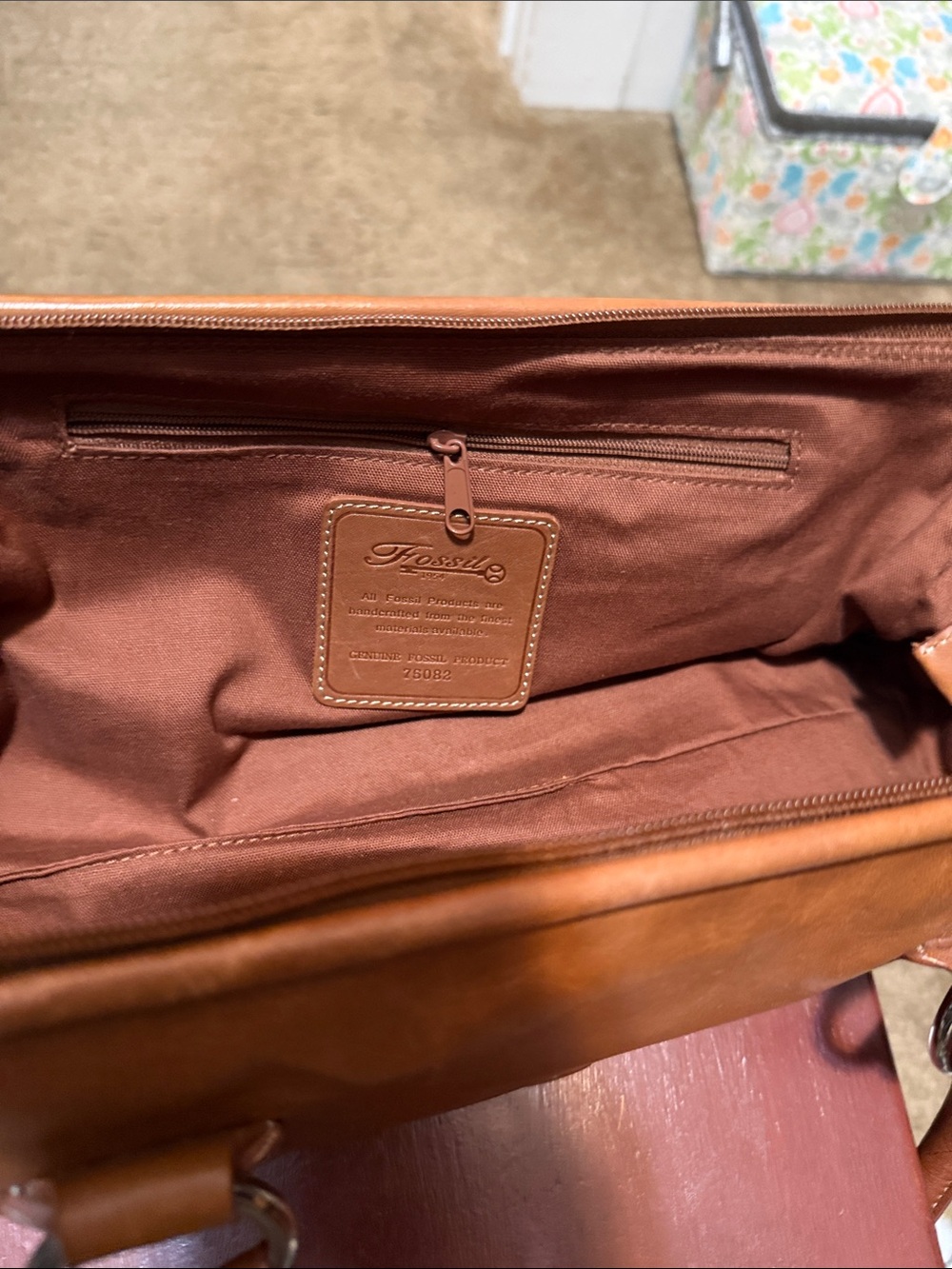 Fossil vintage Leather Barrel Satchel Bag - Brown - Picture 5 of 9